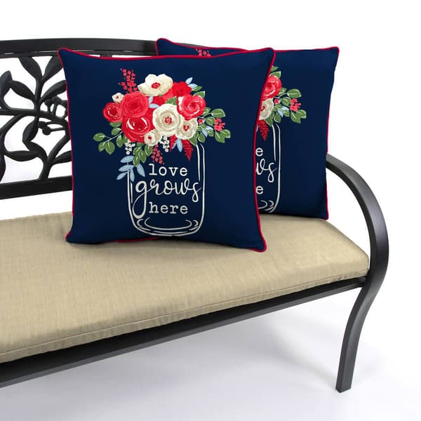 Jordan Manufacturing Love Grows Here Outdoor Throw Pillow