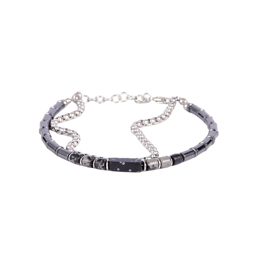 Mens Iron Saints Black Hematite Bead Multi Strand Bracelet