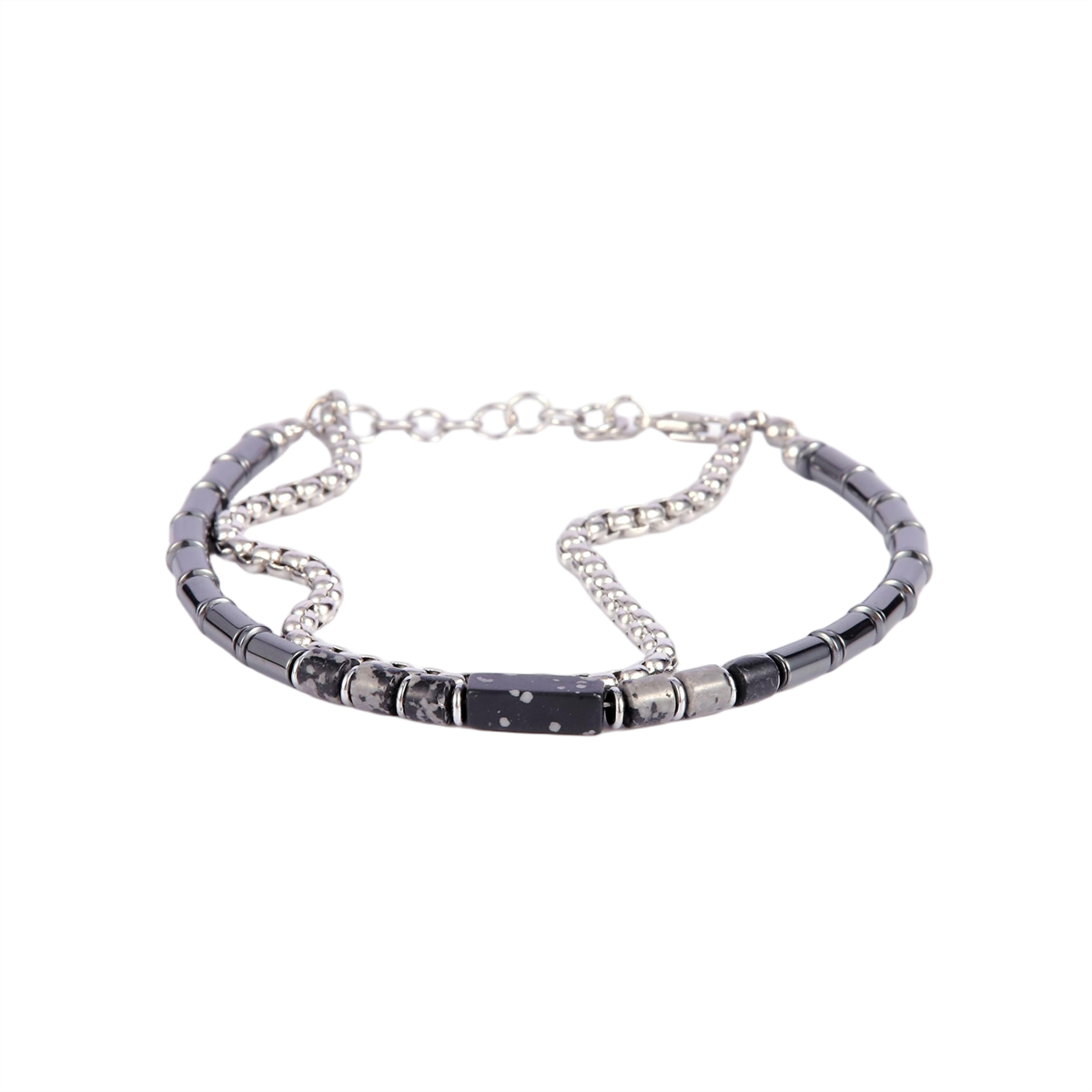 Mens Iron Saints Black Hematite Bead Multi Strand Bracelet