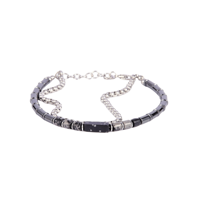 Mens Iron Saints Black Hematite Bead Multi Strand Bracelet