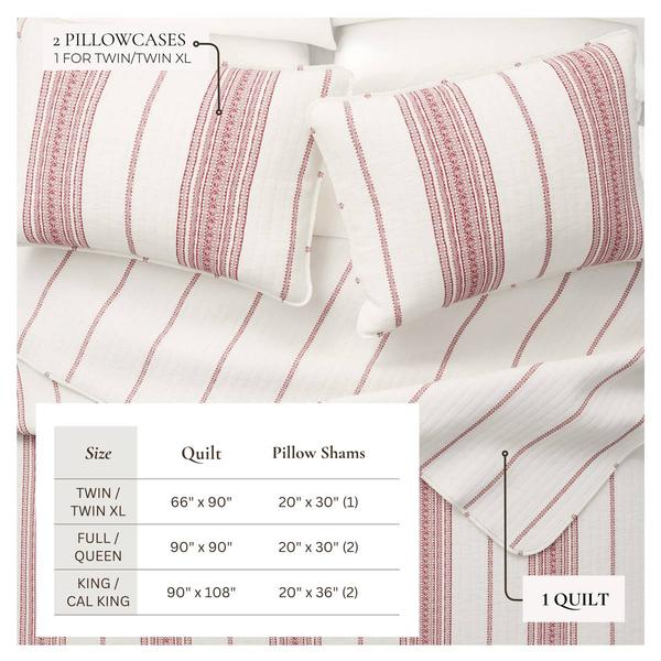 FreshFolds Wesley 3pc. Farmhouse Stripe Reversible Quilt Set