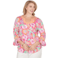 Plus Size Alfred Dunner Hothouse Florals Floral Puff Print Ruffl - image 1