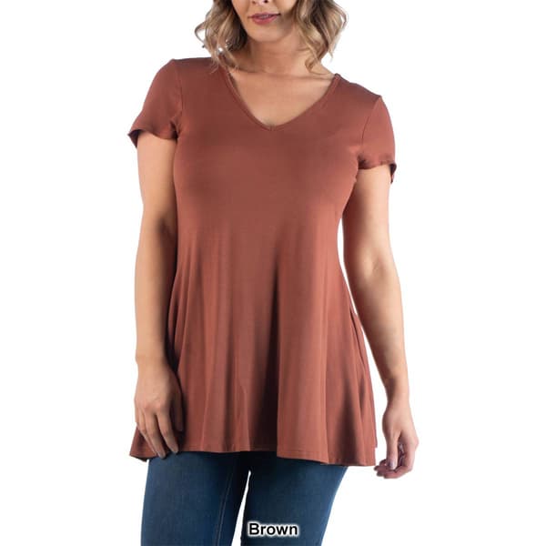 Plus Size 24/7 Comfort Apparel Short Sleeve V-neck Tunic