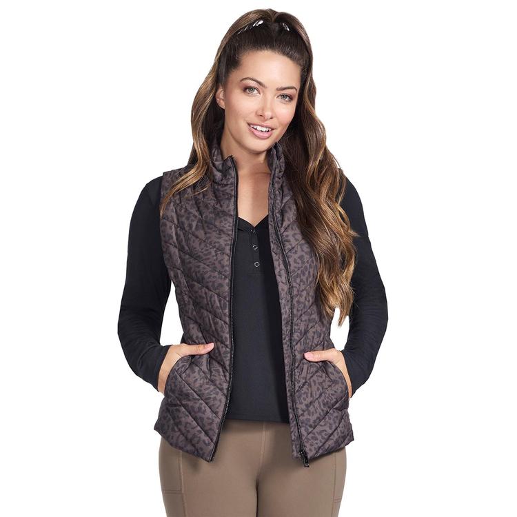 Womens Skechers On the GO Luxe Cheetah Puffer Vest