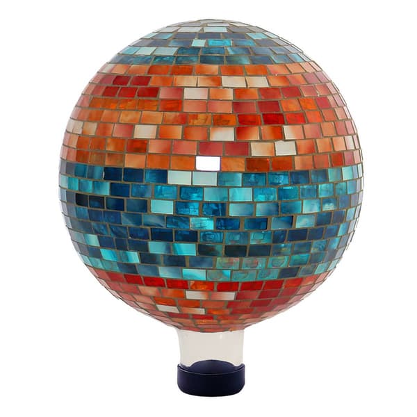 Alpine Orange and Turquoise Striped Mosaic Gazing Globe - image 