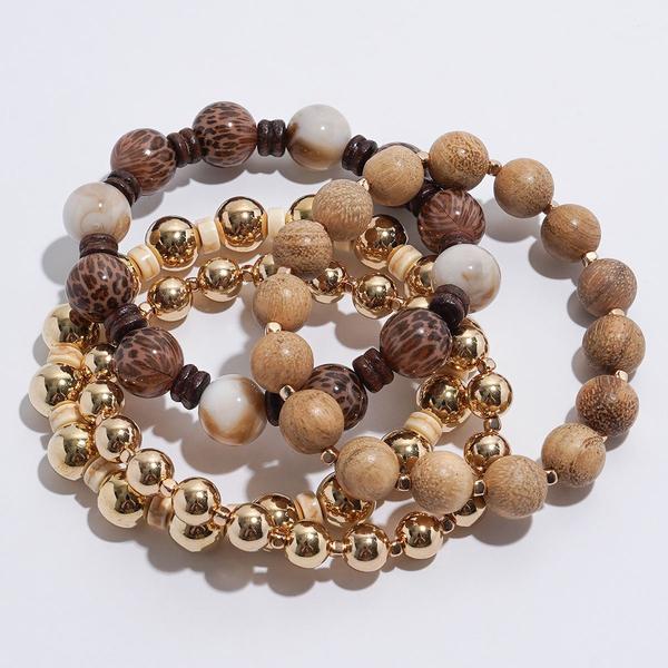 Ashley Cooper(tm) Leopard/Marbled/Gold-Tone Bead Stretch Bracelets - image 