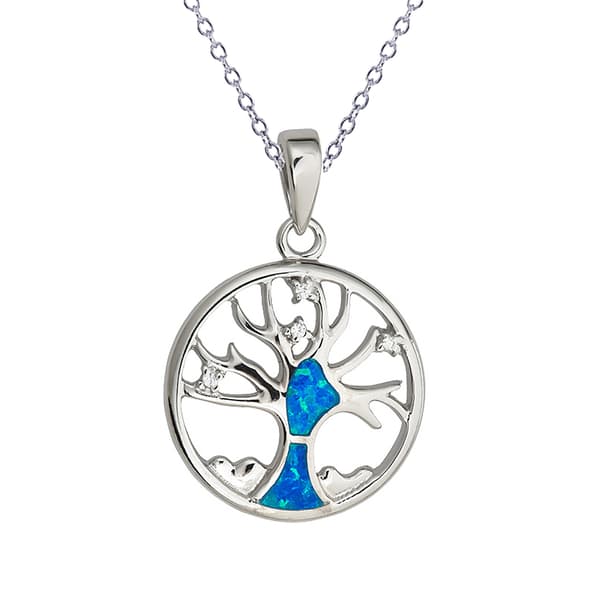Gemstone Classics&#40;tm&#41; Created Opal Tree of Life Necklace - image 