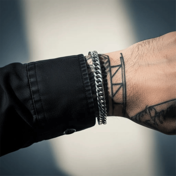 Mens Iron Saints 8mm Cuban Link Silver-Tone Bracelet