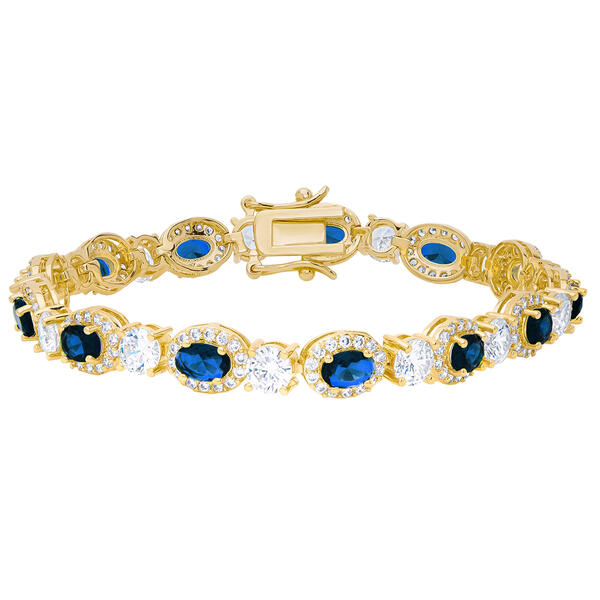 Gianni Argento Lab Sapphire Oval Halo Bracelet - image 