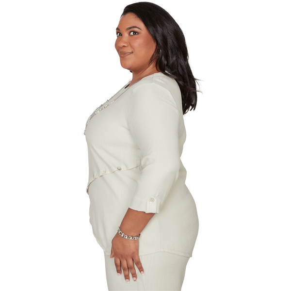 Plus Size Alfred Dunner Vintage Charm Asymmetrical Hem Blouse