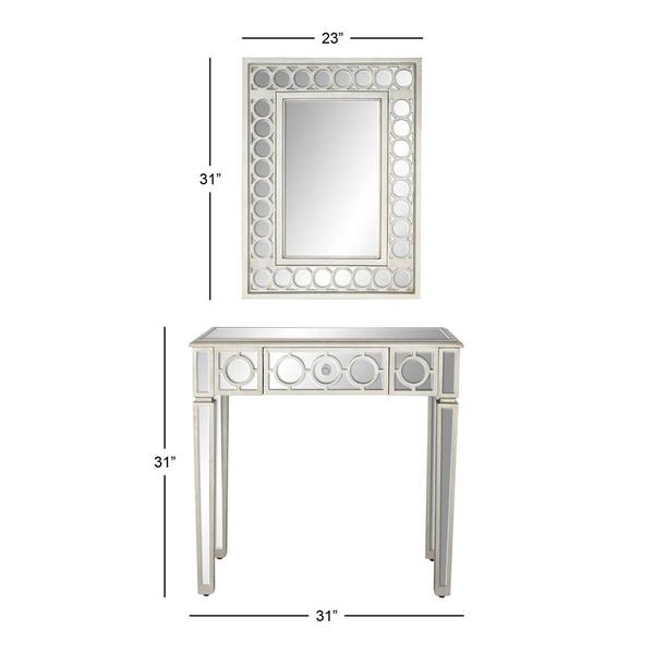 9th & Pike® Grey Wood Glam Console Table - Set of 2