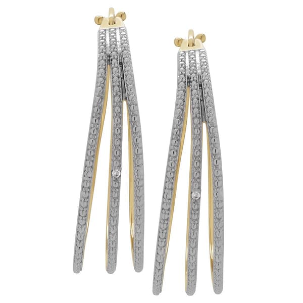 Accents by Gianni Argento Diamond Triple Loop Hoop Earrings - image 