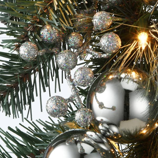 National Tree 30in. LED Frosted Silver Pine Wreath