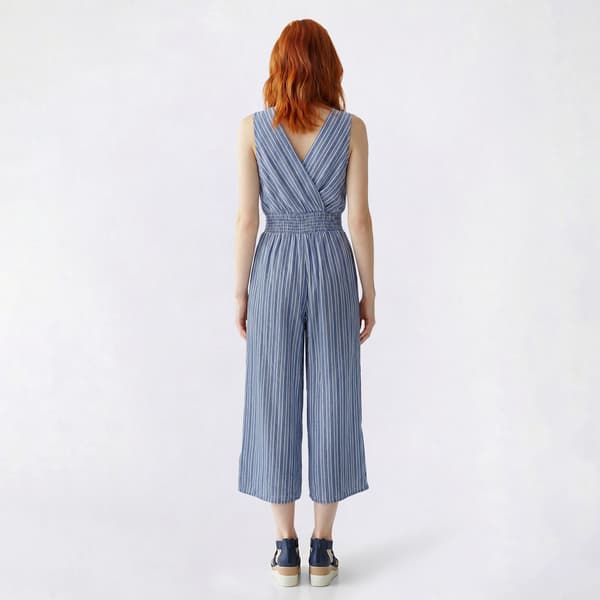 Juniors A. Byer Stripe Surplice Neck Wide Leg Jumpsuit