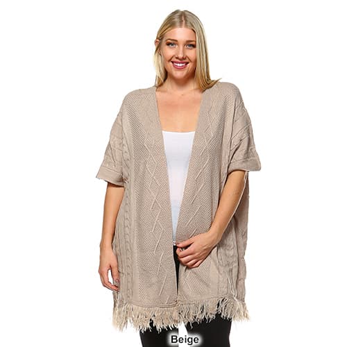 Plus Size White Mark Elbow Sleeve Maxi Cardigan