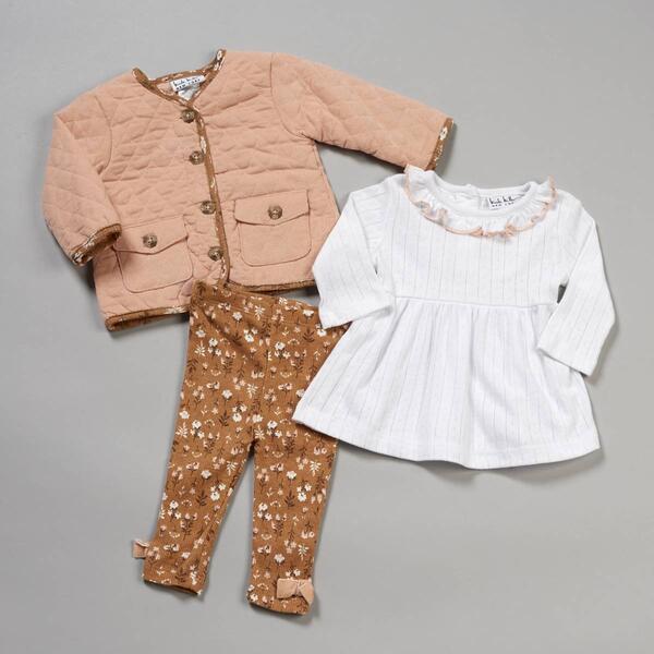 Baby Girl &#40;NB-9M&#41; Nicole Miller New York 3pc. Quilted Jacket Set - image 