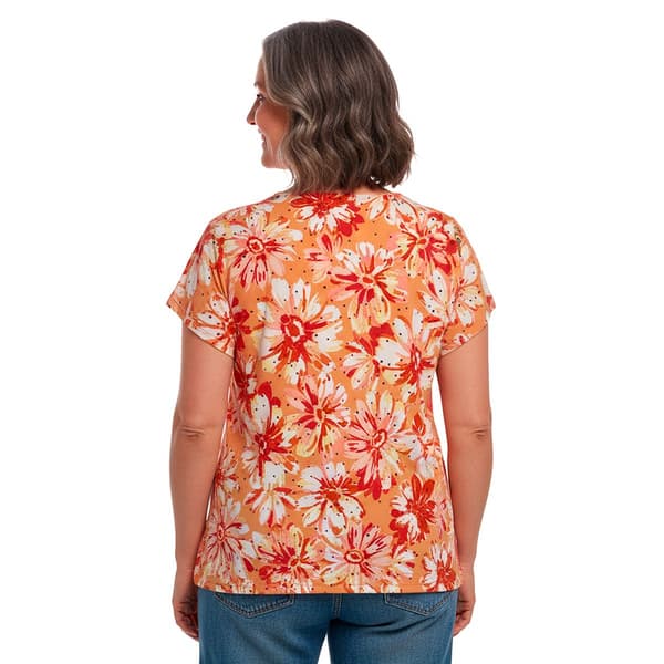 Plus Size Emily Daniels Button Shoulder Floral Disco Dot Blouse