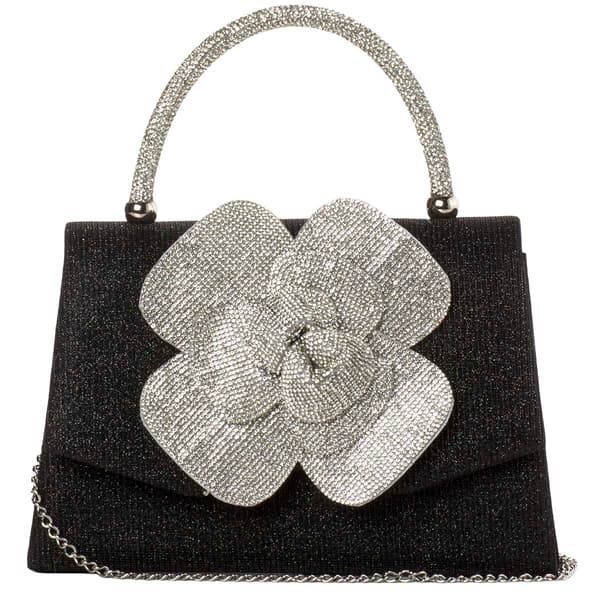 D''Margeaux Flower Shimmer Clutch w/ Chain