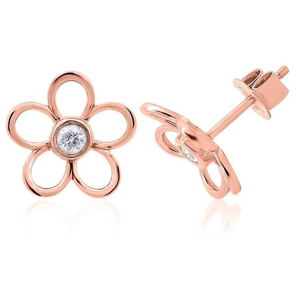 Diamond Classics(tm) Rose Gold 1/5ctw. Diamond Flower Earrings