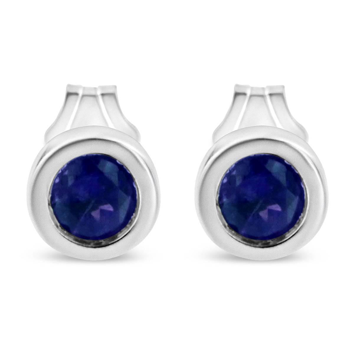 Haus of Brilliance Sterling Silver & Blue Sapphire Stud...