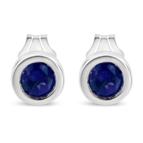Haus of Brilliance Sterling Silver & Blue Sapphire Stud Earrings - image 