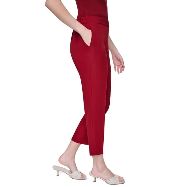 Womens DKNY Solid Pull On Cropped Dress Pants