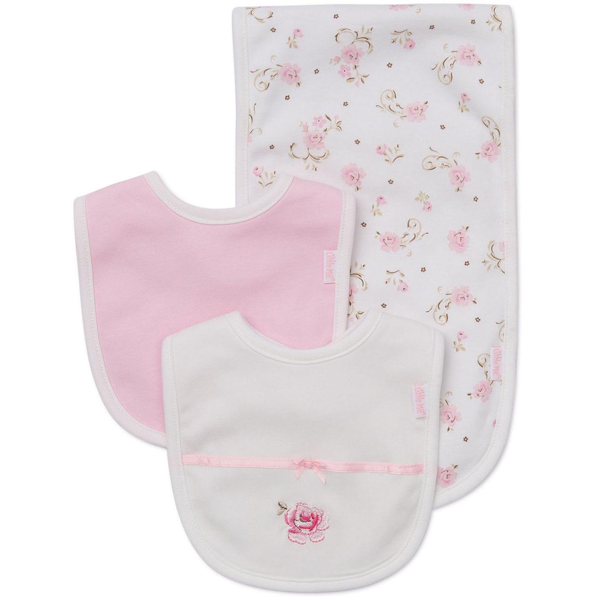 Baby Girl Little Me® Rose Bib & Burp Cloth Set