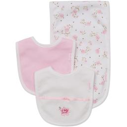 Baby Girl Little Me Rose Bib and Burp Set