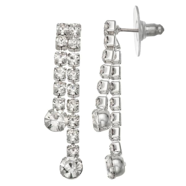 You''re Invited Silver-Tone Crystal Post Linear Earrings
