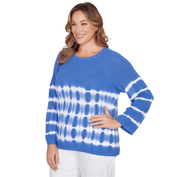 Plus Size Ruby Rd. Set Sail Long Sleeve Tie Dye Raglan Sweater