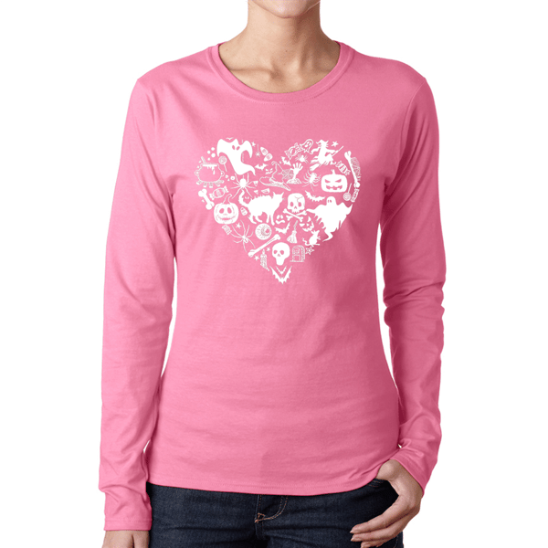 Plus Size LA Pop Art Halloween Heart Word Art Long Sleeve Tee - image 