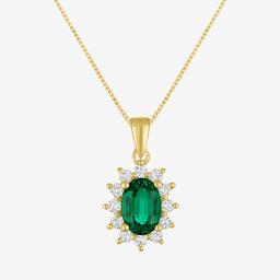 Nova Star(R) 1/4ctw. Lab Grown Diamond & Emerald Halo Pendant