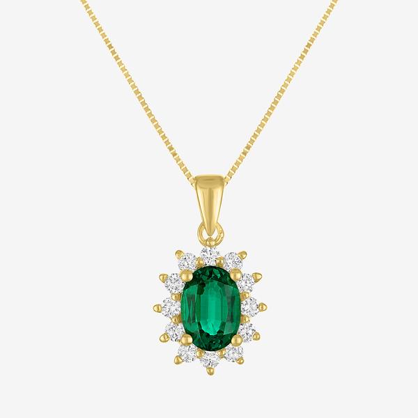 Nova Star(R) 1/4ctw. Lab Grown Diamond & Emerald Halo Pendant - image 