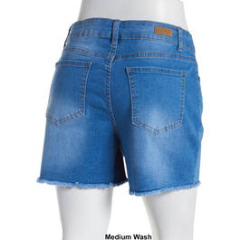 Petites Bleu Denim1 Button Denim Shorts w/Clean Fray Hem