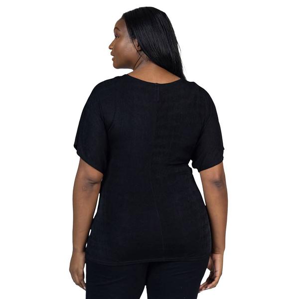 Plus Size 24/7 Comfort Apparel Knot Front V-Neck Blouse