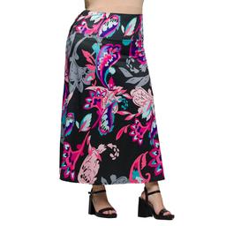 Plus Size 24/7Comfort Apparel Pink Paisley A Line Maxi Skirt
