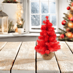 Northlight 18in. Red Pine Christmas Tree with Natural Jute Base