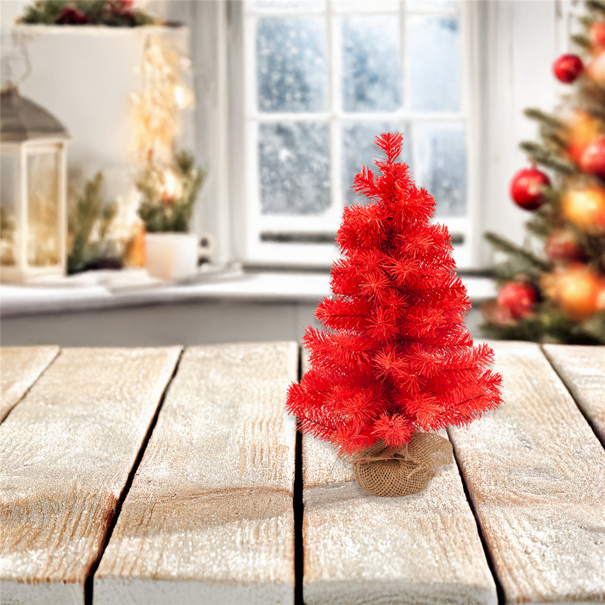 Northlight 18in. Red Pine Christmas Tree with Natural Jute Base