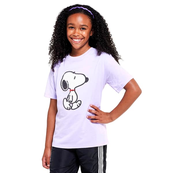 Girls &#40;7-16&#41; Peanuts&#40;tm&#41; Short Sleeve Sequin Snoopy Tee - image 