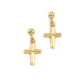 Candela Dangle Cross Earrings 14kt. Gold