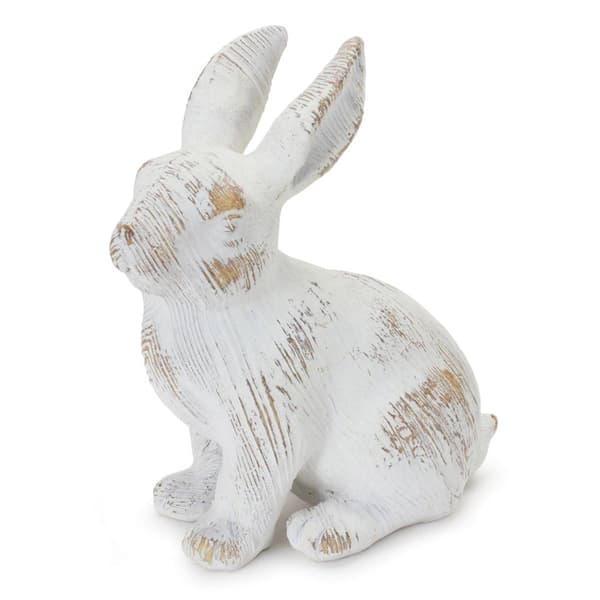 Melrose White Washed Rabbit Figurine - Set of 2