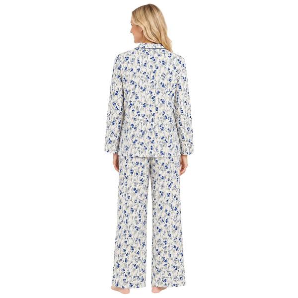 Petite White Orchid Long Sleeve Shadow Floral Pajama Set