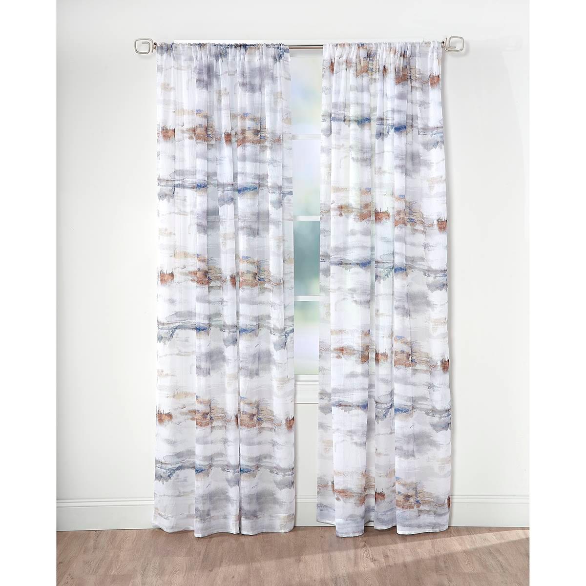 Nebula Print Crushed Voile Rod Pocket Curtain Panels