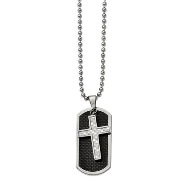 Mens Gentlemen's Classics&#40;tm&#41; 2pc. Dog Tag & Cross Necklace - image 