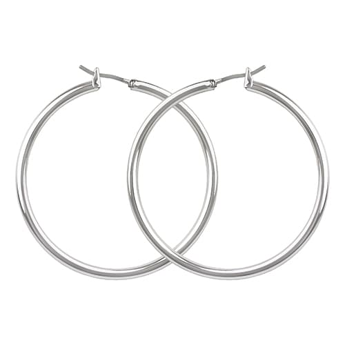 Roman Silver-Tone Large Thin Hoop Earrings