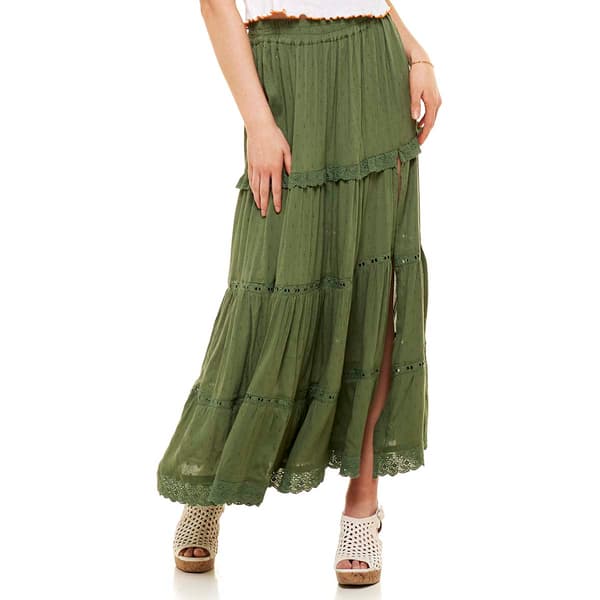 Juniors Angie High Slit Tier Eyelet Maxi Skirt