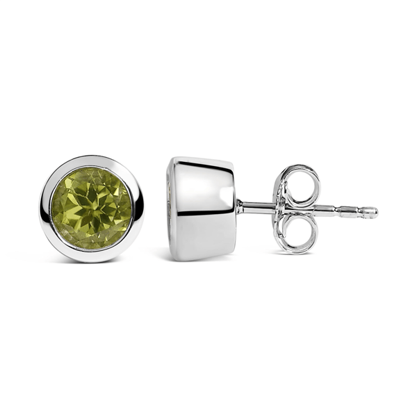 Haus of Brilliance Sterling Silver Green Peridot Stud Earrings