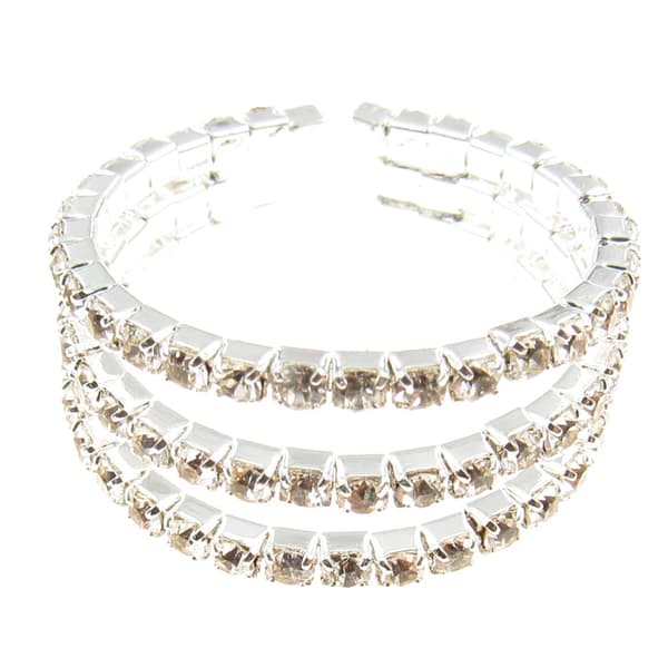 Rosa Rhinestones Open Rows Clear Rhinestone Ring - image 