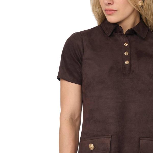 Petite MSK Short Sleeve Suede Shift Dress