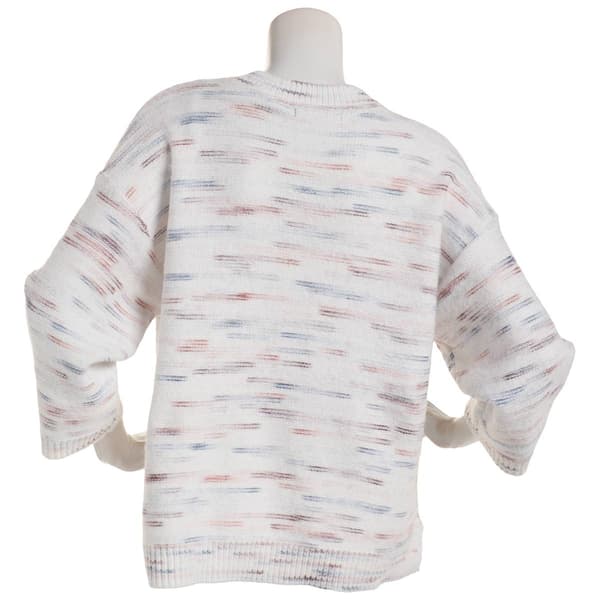 Petite Architect&#174; 3/4 Sleeve Reverse Stitch Space Dye Sweater